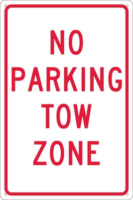 Parking Signs; No Parking Tow Zone, 18X12, .040 Aluminum