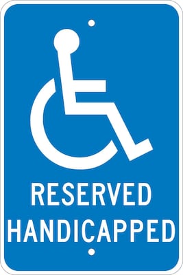 National Marker Reflective "Reserved Handicapped" Parking Sign, 18" x 12", Aluminum (TM39J)