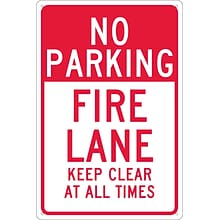 National Marker Reflective No Parking Fire Lane Keep Clear At All Times Parking Sign, 18 x 12, A
