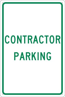 Parking Signs; Contractor Parking, 18X12, .040 Aluminum
