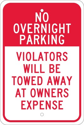 Parking Signs; No Overnight Parking Violators Will Be Towed Away At..., 18X12, .080 Egp Ref Aluminum