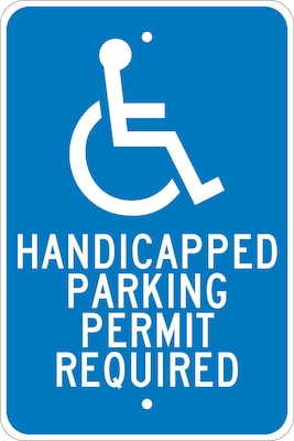 National Marker Reflective Handicapped Parking Permit Required Parking Sign, 18 x 12, Aluminum (