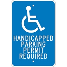 National Marker Reflective Handicapped Parking Permit Required Parking Sign, 18 x 12, Aluminum (