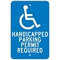 National Marker Reflective "Handicapped Parking Permit Required" Parking Sign, 18" x 12", Aluminum (TM84J)