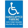 Parking Signs; Handicapped Parking State Permit Required.., 18X12, .040 Aluminum
