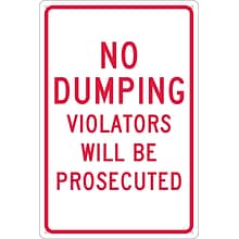 National Marker Reflective No Dumping Violators Will Be Prosecuted Warning Traffic Control Sign, 1