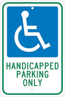 National Marker Reflective "Handicapped Parking Only" Parking Sign, 18" x 12", Aluminum (TM145J)