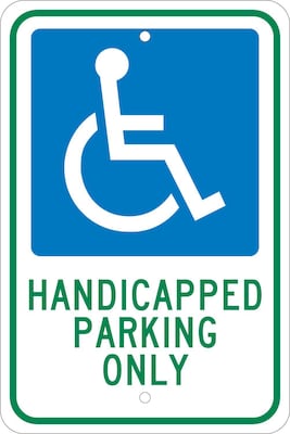 National Marker Reflective Handicapped Parking Only Parking Sign, 18 x 12, Aluminum (TM145J)