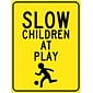 National Marker Reflective "Slow Children At Play" Warning Traffic Control Sign, 24" x 18", Aluminum (TM164J)