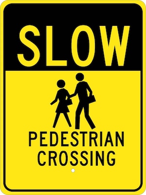 Traffic Warning Signs; Slow (Graphic) Pedestrian Crossing 24X18, .080 Egp Ref Aluminum