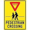 Traffic Warning Signs; Yield (Graphic) Pedestrian Crosswalk, 24X18, .080 Hip Ref Aluminum