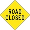 Traffic Warning Signs; Road Closed, 24X24, .080 Hi Reef Aluminum