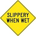 Traffic Warning Signs; Slippery When Wet, 24X24, .080 Hip Ref Aluminum
