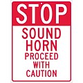 Stop Signs; Stop Sound Horn Proceed With Caution, 24X18, .080 Hip Ref Aluminum
