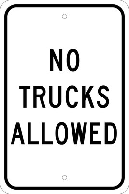 Traffic Warning Signs; No Trucks Allowed, 18X12, .080 Egp Ref Aluminum