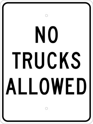 Traffic Warning Signs; No Trucks Allowed, 24X18, .080 Egp Ref Aluminum