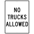Traffic Warning Signs; No Trucks Allowed, 24X18, .080 Hip Ref Aluminum