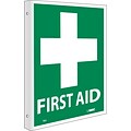 Notice Signs; First Aid, Flanged, 10X8, Rigid Plastic