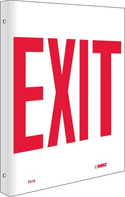 Notice Signs; Exit, Flanged, 10X8, Rigid Plastic