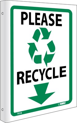 Please Recycle, Flanged, 10X8, Rigid Plastic, Notice Sign