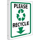 Please Recycle, Flanged, 10X8, Rigid Plastic, Notice Sign