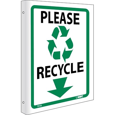 Please Recycle, Flanged, 10X8, Rigid Plastic, Notice Sign