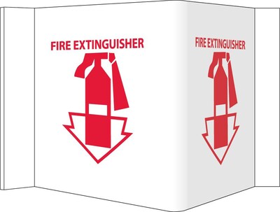 Notice Sign;  Visi  Fire Extinguisher, White, 5 3/4X8 3/4, .125 PVC Plastic