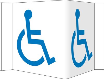 Notice Sign;  Visi  Handicapped Symbol, White, 5 3/4X8 3/4, .125 PVC Plastic