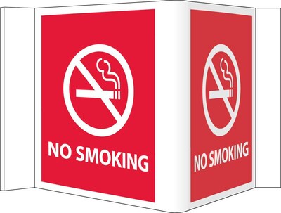 Notice Sign;  Visi  No Smoking, Red, 5 3/4X8 3/4, .125 PVC Plastic