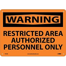 Restricted Area Authorized Personnel Only, 10X14, .040 Aluminum, Warning Sign
