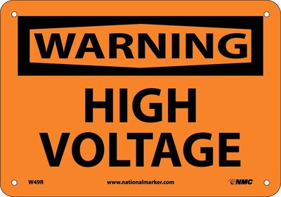 Warning Sign; High Voltage, 7X10, Rigid Plastic