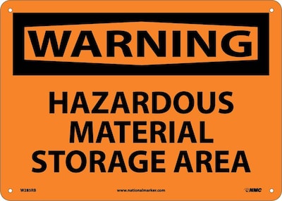 Warning Sign; Hazardous Material Storage Area, 10X14, Rigid Plastic