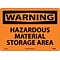 Warning Sign; Hazardous Material Storage Area, 10X14, Rigid Plastic