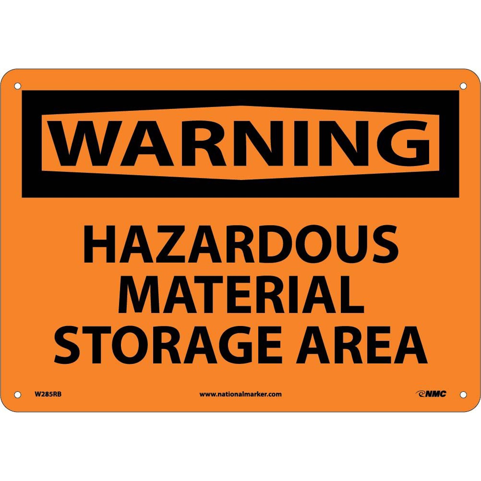 Warning Sign; Hazardous Material Storage Area, 10X14, Rigid Plastic