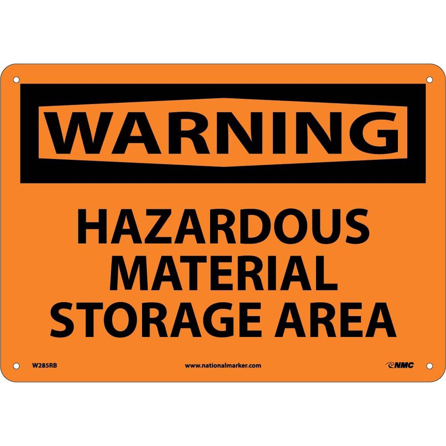 Warning Sign; Hazardous Material Storage Area, 10X14, Rigid Plastic