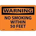 Warning Sign, No Smoking Within 50 Feet, 10X14, .040 Aluminum, Caution Sign