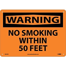 No Smoking Within 50 Feet, 10X14, Rigid Plastic, Warning Sign