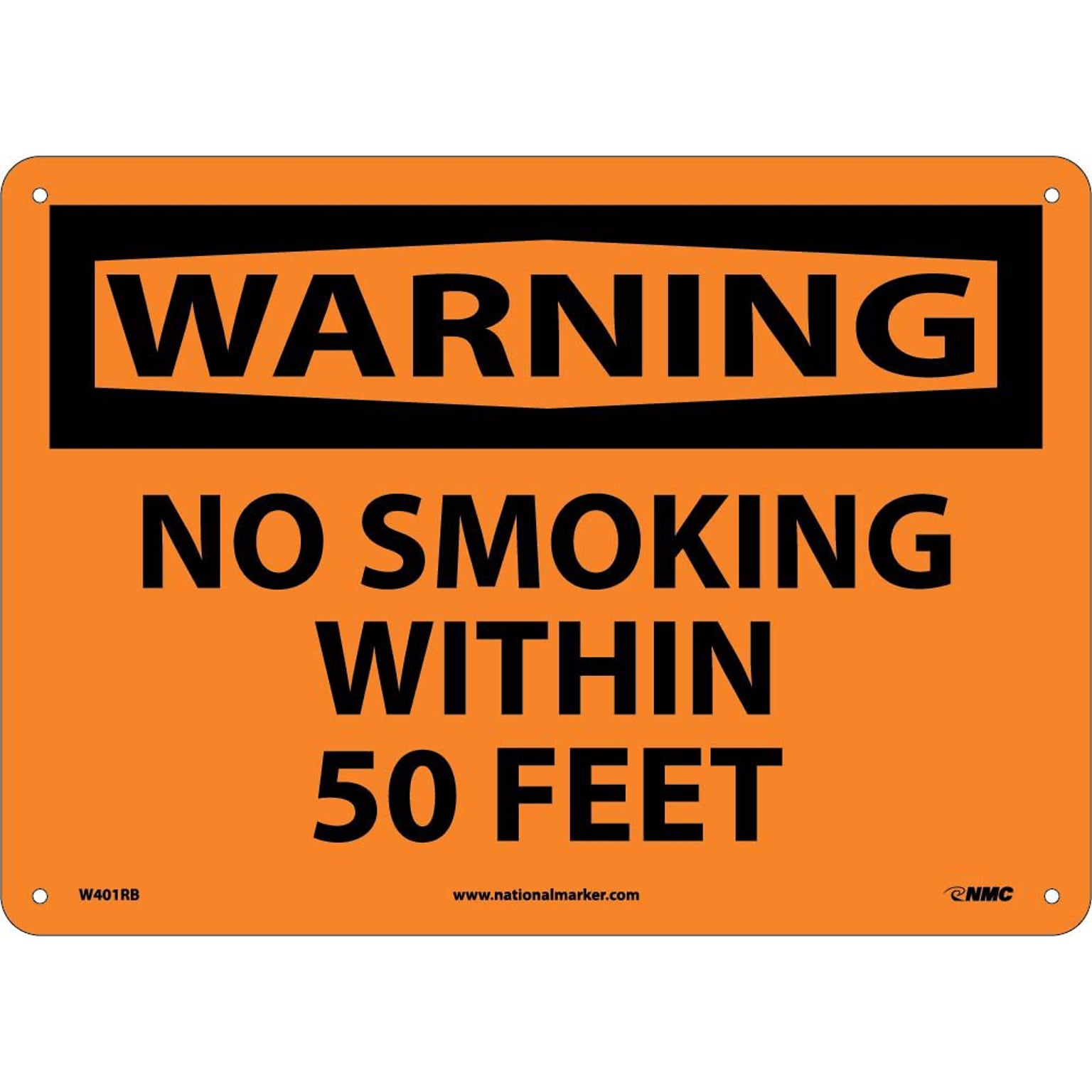 No Smoking Within 50 Feet, 10X14, Rigid Plastic, Warning Sign