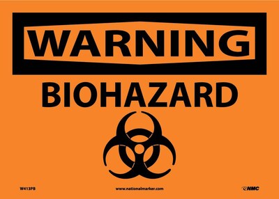 Warning Labels; Biohazard, Graphic, 10X14, Adhesive Vinyl