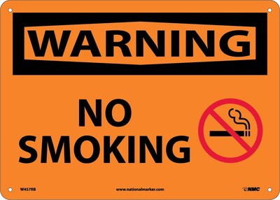 Warning Sign; No Smoking, Graphic, 10X14, Rigid Plastic