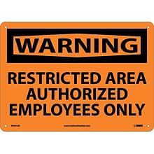 Restricted Area Authorized Employees Only, 10X14, .040 Aluminum, Warning Sign