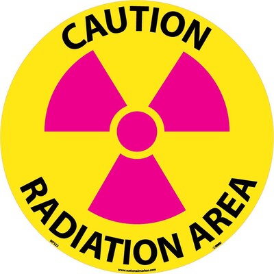 Floor Signs; Walk On, Caution Radiation Area, 17 Dia, Ps Vinyl