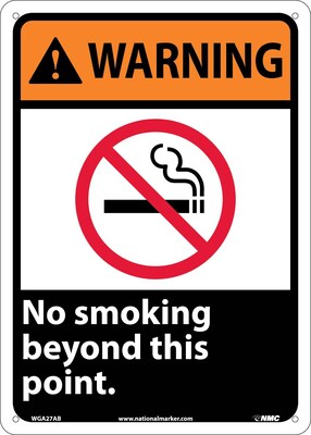 Warning Sign; No Smoking Beyond This Point, 14X10, .040 Aluminum