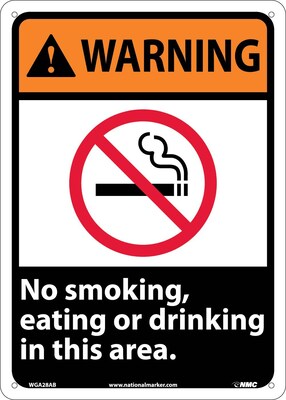 Warning Sign; No Smoking, Eating Or Drinking In This Area, 14X10, .040 Aluminum