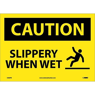 Caution Labels; Slippery When Wet, Graphic, 10X14, Adhesive Vinyl