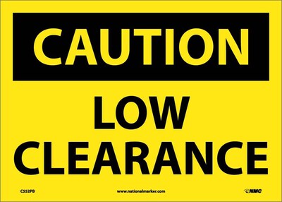 Caution Labels; Low Clearance, 10X14, Adhesive Vinyl