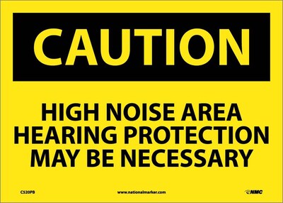 Caution Labels; High Noise Area Hearing Protection May Be Necessary, 10X14, Adhesive Vinyl