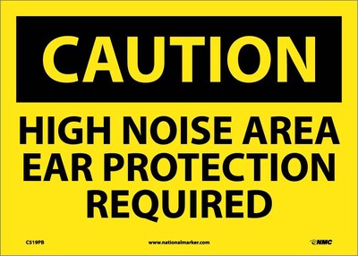 Caution Labels; High Noise Area Ear Protection Required, 10X14, Adhesive Vinyl