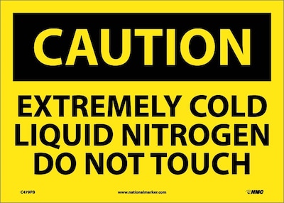 Caution Labels; Extremely Cold Liquid Nitrogen Do Not Touch, 10X14, Adhesive Vinyl