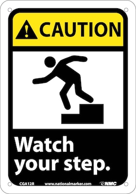 Caution Signs; Watch Your Step (W/Graphic), 10X7, Rigid Plastic